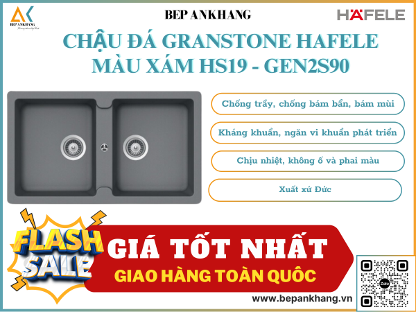 CHẬU ĐÁ GRANSTONE HAFELE MÀU XÁM HS19 - GEN2S90 570.36.500 